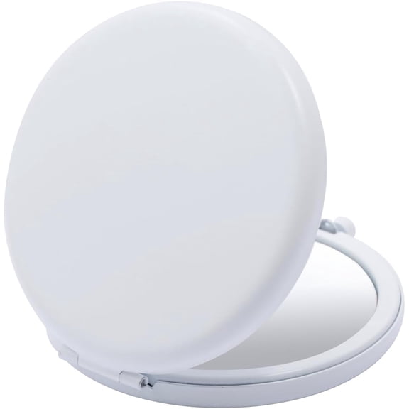 YISIGE-Compact Mirror, Pocket Travel Makeup Mirror for Purse, Metal Round Shell, 2-Sided 1X/2X Magnifying, Portable, Folding, Handheld, White,2 Pack