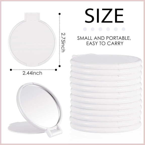 YISIGE-Compact Mirrors Bulk, Mini Folding Pocket Mirrors for Purse, Small Portable Makeup Stuffs for Travel, Girls, Party Favors, Wedding Birthday Goodie Bags(White,12 Pieces)