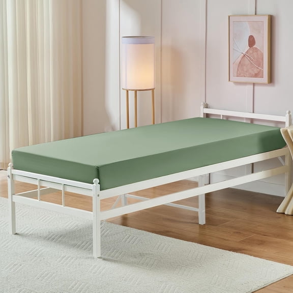 YISIGE-Cot Fitted Sheet, 31 x 75 Inch Light Green Cot Sheets, Ultra Soft and Breathable Microfiber Bed Cover Snug Fit for Narrow Twin/RV Bunk/Camper Bunk/Guest Beds/Trifold Mattress