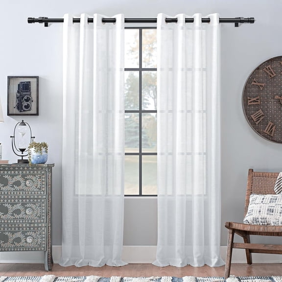 YISIGE-Curtain Rods for Windows 32 to 120 Inches - Black 1 Inch Diameter Curtain Rods, Adjustable Heavy Duty Long Curtain Rod with End Cap Style, Easy Installation and Modern Design