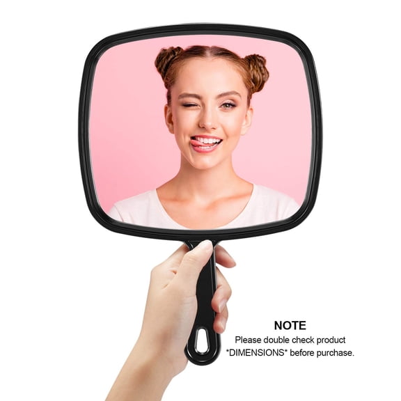 YISIGE-Extra Large Hand Mirror, Salon Barber Hairdressing Handheld Mirror with Handle (Square Black 9" x 12.4")