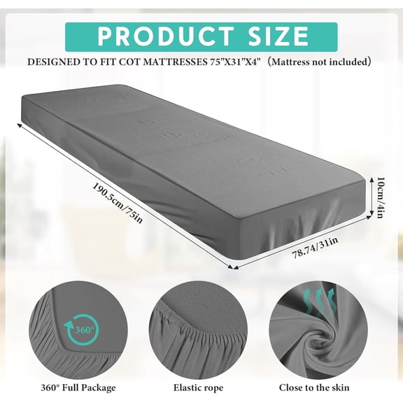 YISIGE-Fitted Sheet (Sheet Only) Compatible with Milliard Trifold Mattress Folding Mattress Fitted Microfiber Bedsheet for Camp Bunk Rvs Bed(Dark Gray,Single,4'')