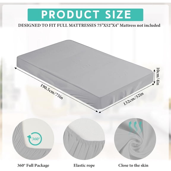 YISIGE-Fitted Sheet (Sheet Only) Compatible with Milliard Trifold Mattress Folding Mattress Fitted Microfiber Bedsheet for Camp Bunk Rvs Bed(Full,4'',Light Gray)