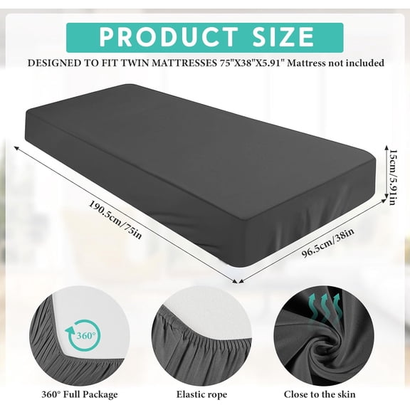 YISIGE-Fitted Sheet (Sheet Only) Compatible with Milliard Trifold Mattress Folding Mattress Fitted Microfiber Bedsheet for Camp Bunk Rvs Bed(Full,6'',Dark Gray)