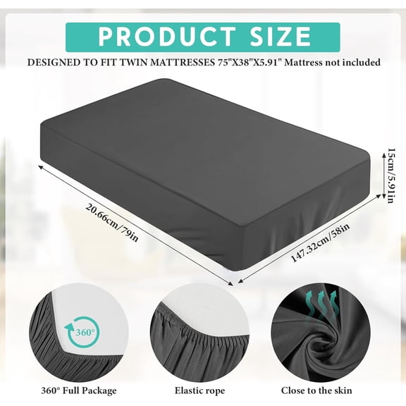 YISIGE-Fitted Sheet (Sheet Only) Compatible with Milliard Trifold Mattress Folding Mattress Fitted Microfiber Bedsheet for Camp Bunk Rvs Bed (Queen,6'',Dark Gray)