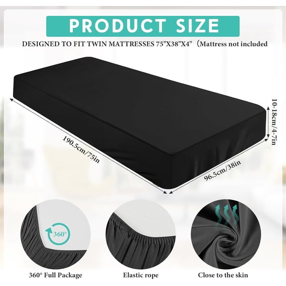 YISIGE-Fitted Sheet (Sheet Only) Compatible with Milliard Trifold Mattress Folding Mattress Fitted Microfiber Bedsheet for Camp Bunk Rvs Bed (Twin,4'',Black)