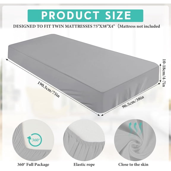 YISIGE-Fitted Sheet (Sheet Only) Compatible with Milliard Trifold Mattress Folding Mattress Fitted Microfiber Bedsheet for Camp Bunk Rvs Bed(Twin,4'',Light Gray)