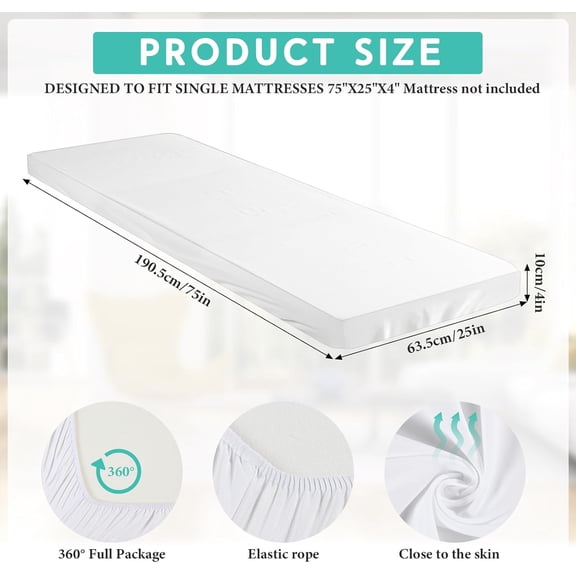 YISIGE-Fitted Sheet (Sheet Only) Compatible with Milliard Trifold Mattress Folding Mattress Fitted Microfiber Bedsheet for Camp Bunk Rvs Bed(White,Single,4'')