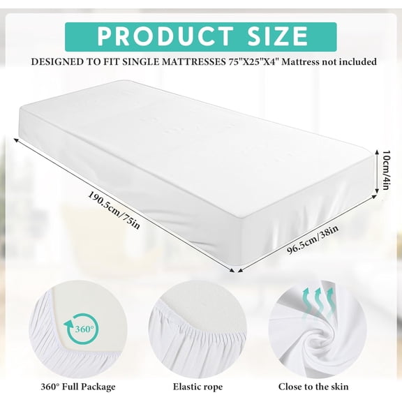 YISIGE-Fitted Sheet (Sheet Only) Compatible with Milliard Trifold Mattress Folding Mattress Fitted Microfiber Bedsheet for Camp Bunk Rvs Bed(White,Twin,4'')