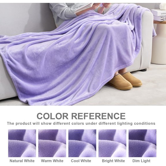 YISIGE-Fleece Lilac Throw Blanket, Super Soft Flannel Fuzzy Plush Cozy Blanket for All Seasons, Lilac, Throw 50x60 Inches