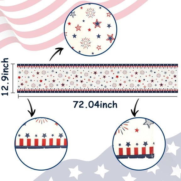 YISIGE-Fourth of July Red White and Blue Table Runner(13x72 Inch) Memorial Day July 4 Patriotic Decorations Americana Star Table Runners for Holiday Home Farmhose Decor Indoor Outdoor Party Favors S