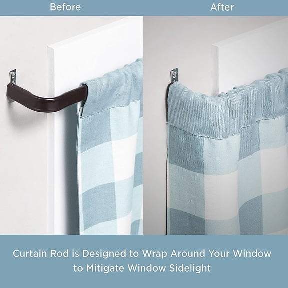 YISIGE-Heavy Duty Single Rod,Lock Seam Curtain Rod 18 to 28-Inch Adjustable Width, 2 1/2-Inch ProjectionHardware Included,Black(Pack of 2)