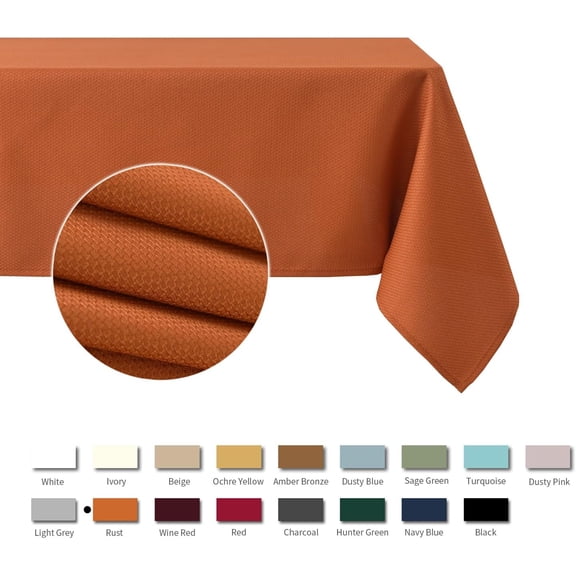 YISIGE-Jacquard Square Tablecloth Stain Resistant Waterproof Wrinkle Resistant Washable Soft Table Cloth, Decorative Fabric Table Cover for Dining Room, Indoor and Outdoor Use, 52 x 52 Inch, Rust