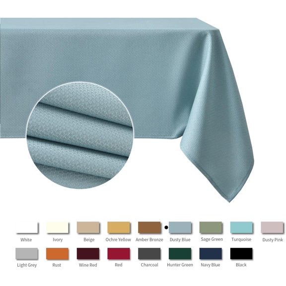 YISIGE-Jacquard Square Tablecloth Waterproof Spillproof Wrinkle Resistant Soft Textured Table Cloth for Dinner and Party Washable Polyester Fabric, Indoor and Outdoor Use, 60 x 60 Inch, Dusty Blue