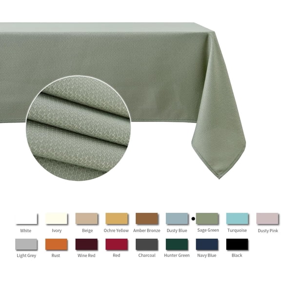 YISIGE-Jacquard Square Tablecloth Waterproof Spillproof Wrinkle Resistant Soft Textured Table Cloth for Dinner and Party Washable Polyester Fabric, Indoor and Outdoor Use, 60 x 60 Inch Sage Green