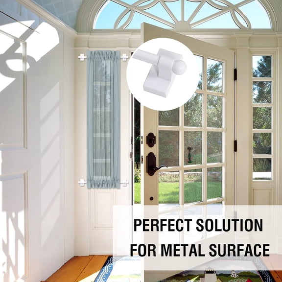 YISIGE-Magnetic Curtain Rods for Metal Doors Multi-Use Curtain Rods for Small Windows Cafe Sidelight and Iron Steel Places, 1/2 Inch Diameter, Tool Free (2 Pack, Adjust from 16 to 28 Inch, White)