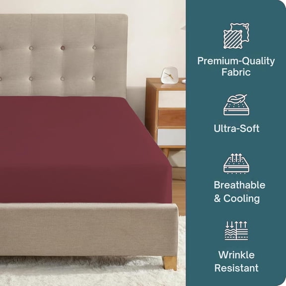 YISIGE-Micropuff Full Fitted Sheet with Anti-Slip Anchors for Snug Fit - Soft and Comfortable Fabric - Easy to Wash and Fade Resistant - Breatheable and Allergy Free Fitted Sheet