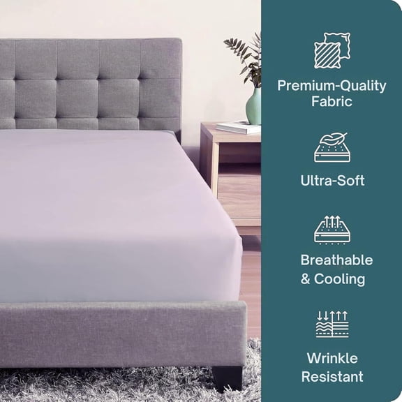 YISIGE-Micropuff Twin XL Fitted Sheet with Anti-Slip Anchors for Snug Fit - Soft and Comfortable Fabric - Easy to Wash and Fade Resistant - Breatheable and Allergy Free Fitted Sheet
