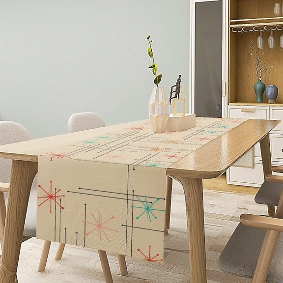YISIGE-Mid Century Table Runne Retro Abstract Geometric Modern Diamond Atomic Star 1950S 1960S Coffee Table Decoration for Kitchen Dining Room Holiday Party Family Gatherings Decor 13x70in