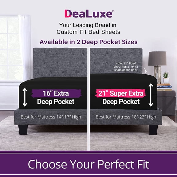 YISIGE-Queen Fitted Sheet Only DeepPocket  Extra Deep Pocket Queen Fitted Sheet  21 Fitted Sheets Perfectly Fit 1723 Deep Mattress & Toppers  Lovely Joyful Feel  1 Bottom Sheet Queen Size 