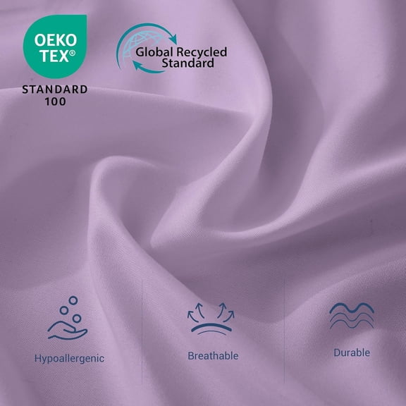 YISIGE-Queen Flat Sheet Only, 1 Pack Top Bed Sheets, Soft Breathable Brushed Microfiber Color-Coded Label Threads, (90"x102",Lavender)