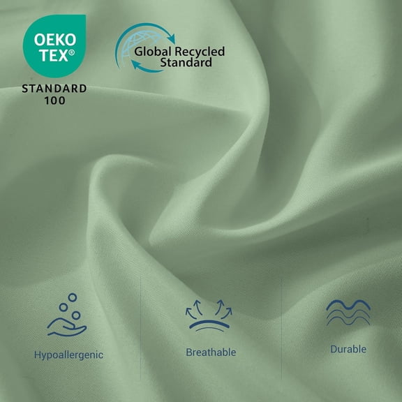 YISIGE-Queen Flat Sheet Only, 1 Pack Top Bed Sheets, Soft Breathable Brushed Microfiber Color-Coded Label Threads, (90"x102",Sage Green)