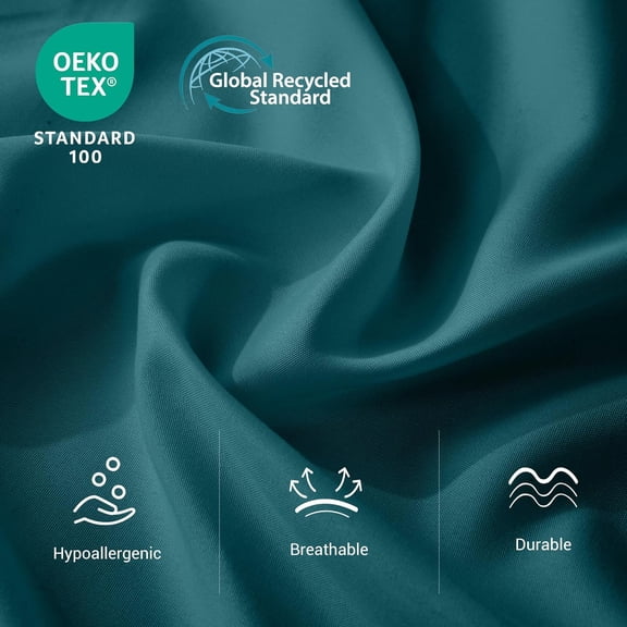 YISIGE-Queen Flat Sheet Only, 1 Pack Top Bed Sheets, Soft Breathable Brushed Microfiber Color-Coded Label Threads, (90"x102",Teal)