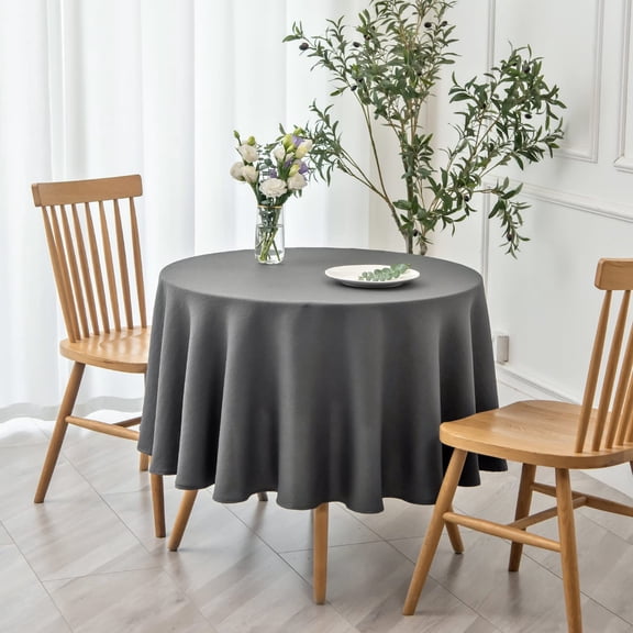 YISIGE-Round Textured Tablecloth Spill-Proof Wrinkle Free Soft Jacquard Table Cloth for Round Table Cover, for Dining Room Buffet Banquet Parties Holiday Dinner, 70 Inch Charcoal
