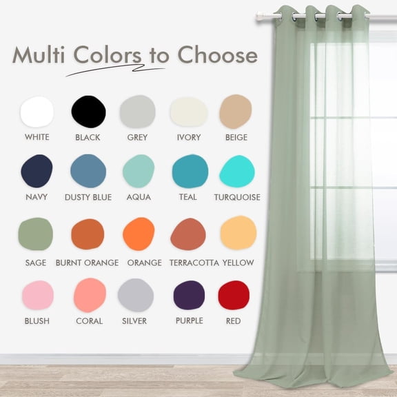 YISIGE-Sage Green Sheer Curtains 63 Inch Length,Grommet Airy Pastel Curtains for Nursery Boy Girl,2 Panel Set