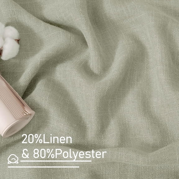YISIGE-Semi Sheer Linen Curtains 36 Inch Length 2 Panels, Light Filtering Panels Back Tab and Rod Pocket Neutral Drapes for Bathroom/Kitchen/Loft Room, Sage Grey, 34 x 36 Inch