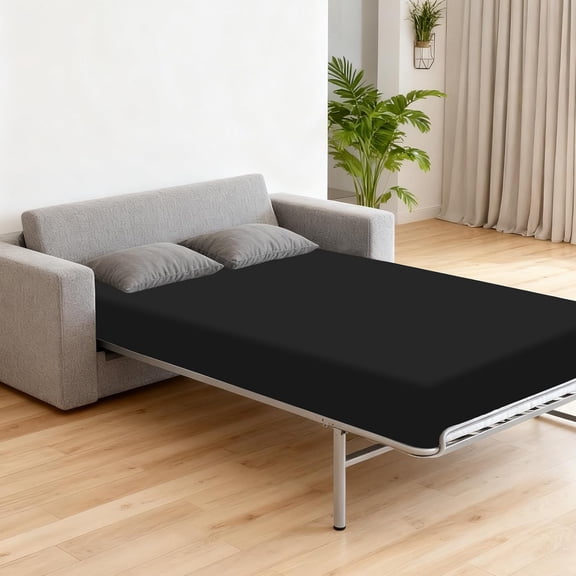 YISIGE-Sleeper Sofa Queen Sheet Fitted Only, Queen Sleeper Sofa Bed Sheets 60" x 74" with Deep Pocket to 8", Cooling Mattress Bottom Sheets,Shrinkage & Stain Resistant, Wrinkle Free, Black