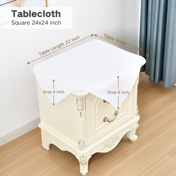 YISIGE-Small Square Tablecloth 24x24 Inch Washable Polyester Side Table Cloth Solid White Heavy Duty End Table Cover for Dining Home Party