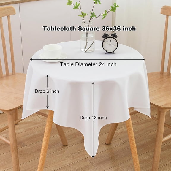 YISIGE-Small Square Tablecloth 36 x 36 Inch White (Fits 20-30 Inch Tables), Stain and Wrinkle Resistant Washable Fabric Table Cloth for Dining Party Table Cover for Nightstand End Bedside Tables