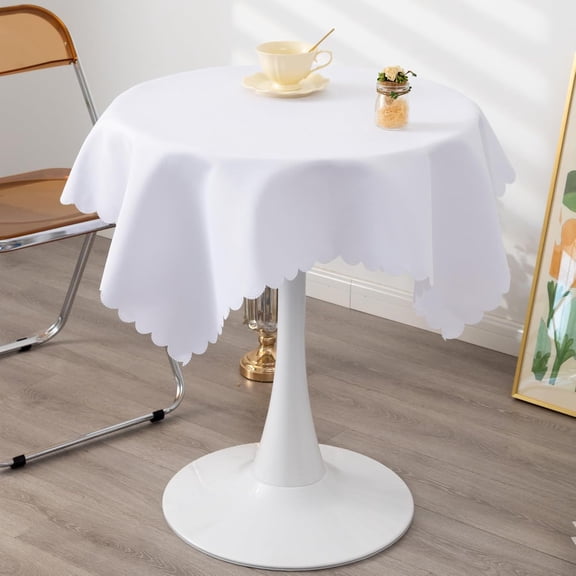 YISIGE-Small Square White Tablecloth 36 x 36 Inch Polyester Fabric Washable Table Cover Decorative Wrinkle Resistant Solid Color Table Cloth for Kitchen Dinning Party Wedding Camping