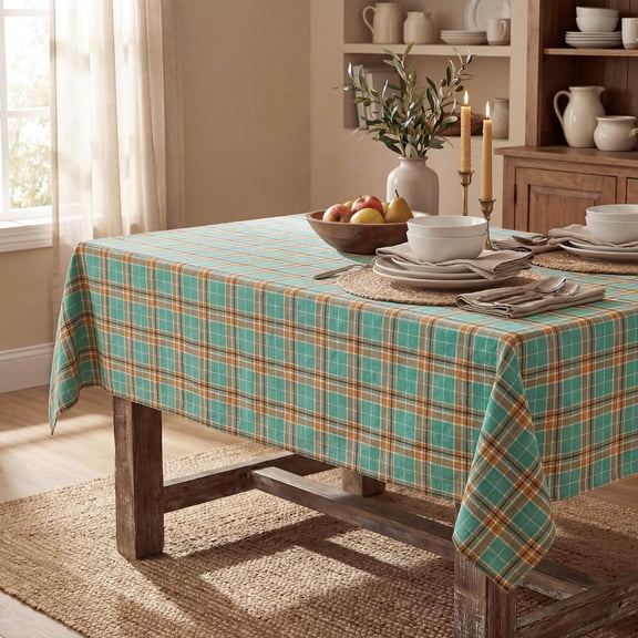 YISIGE-Spring Checkered Tablecloth 55104 Inch Rectangular, Blue Buffalo Plaid Spring Table Cloth, Washable Spring Farmhouse Table Decor for Dinner/Party Decoration/Holiday