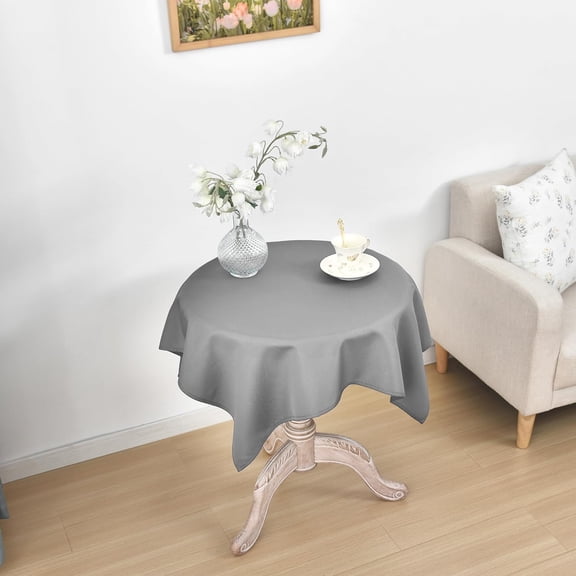 YISIGE-Square Small Tablecloth, 24 x 24 Inch, Stain and Wrinkle Resistant Machine Washable Polyester Table Cloth, Fabric Nightstand End Table Cover Grey