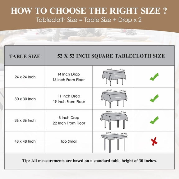 YISIGE-Square Tablecloth 52 x 52 Inch White Tablecloths Stain-Wrinkle Resistant Washable Polyester Table Cloths for Holiday, Buffet Parties, and Weddinge