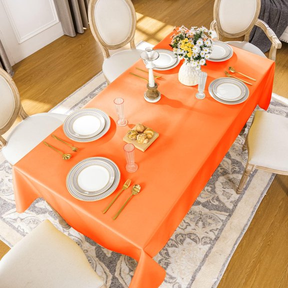 YISIGE-Square Tablecloth Waterproof & Stain Resistant Table Cloth Wrinkle Free Fabric Washable 210GSM Polyester Table Cover for Dining/Party/Buffet/Wedding (54x54 inch, Orange)