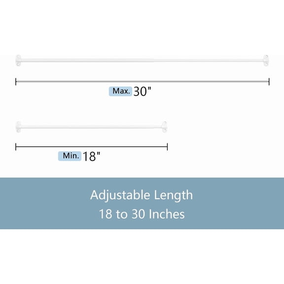 YISIGE-TYRON 1 Pack Screwed Sash Curtain Rod Adjustable 18-30 Inch, 3/8 In. Diameter, French Door Curtain Rods, Cafe Window Rod (White)