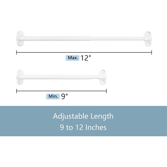 YISIGE-TYRON 2 Pack Screwed Sash Curtain Rod Adjustable 9-12 Inch, 3/8 In. Diameter, Mini Sidelight Window Rod (White)