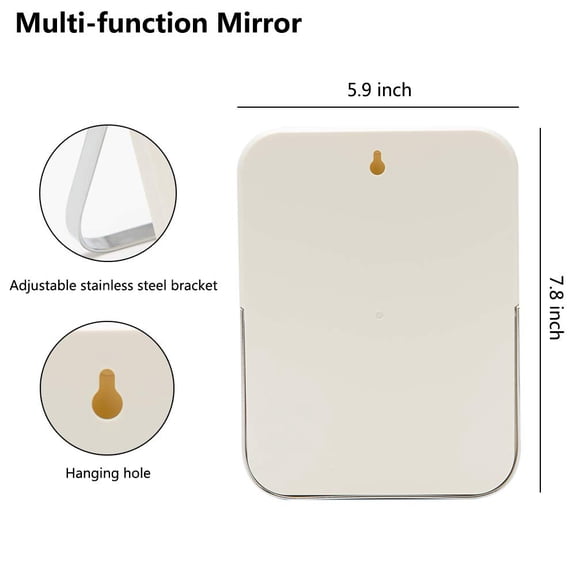 YISIGE-Table Desk Vanity Makeup Mirror,8-Inch Portable Folding Mirror with Metal Stand 90Adjustable Rotation Tavel Make Up Mirror Hanging Bathroom for Shower Shaving(White)
