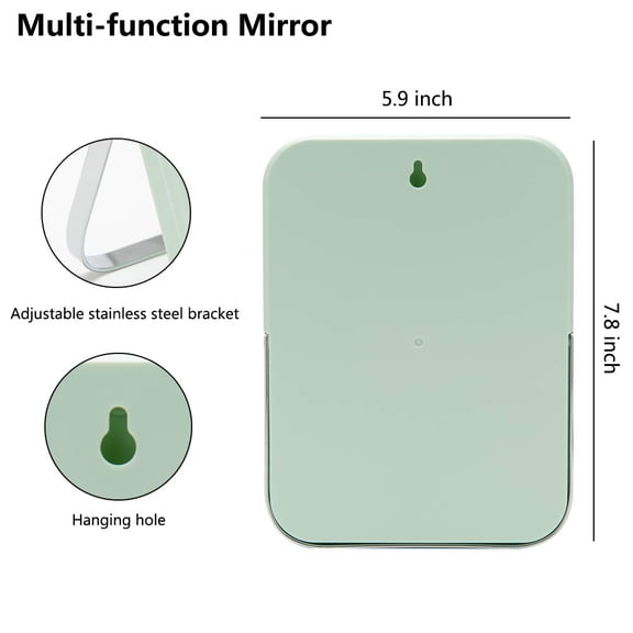 YISIGE-Table Desk Vanity Makeup Mirror,8-Inch Portable Folding Mirror with Metal Stand 90Adjustable Rotation Tavel Make Up Mirror Hanging Bathroom for Shower Shaving(Green)