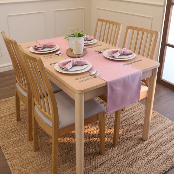 YISIGE-Table Runner 13"x59" Long | Cotton Canvas Fabric | Mauve Solid Color | Machine Washable & Durable