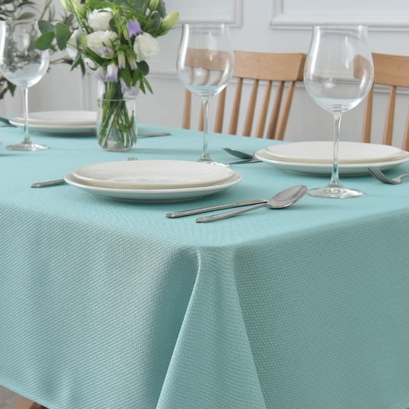 YISIGE-Textured Rectangular Tablecloth Water Resistance Antiwrinkle Spillproof Soft Jacquard Table Cloth for Dining Room, Buffet Banquet Parties and Holiday Dinners, 60 x 104 Inch, Turquoise