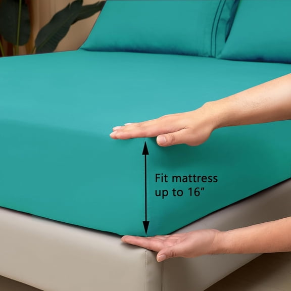 YISIGE-Twin Sheet Set - Hotel Collection Twin Sheets - Bedding Sheets & Pillowcases with Deep Pocket Fitted Sheet, Breathable, Wrinkle & Fade Resistant - 3 Piece(Teal)