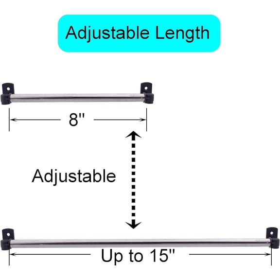 YISIGE-Type A 8" to 15" Swivel End Window Curtain Sash Rod for Top & Bottom Doors & Sidelights Petite Caf Sidelight Rods W Screws (Black-2)