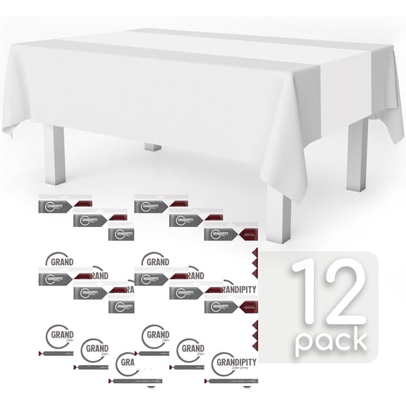 YISIGE-White 12 Pack Premium Disposable Plastic Table Runner 14 x 108 Inch. Table Runner for Dinner Parties & Events by