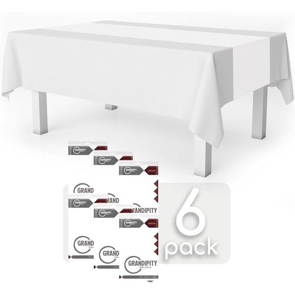 YISIGE-White 6 Pack Premium Disposable Plastic Table Runner 14 x 108 Inch. Table Runner for Dinner Parties & Events by