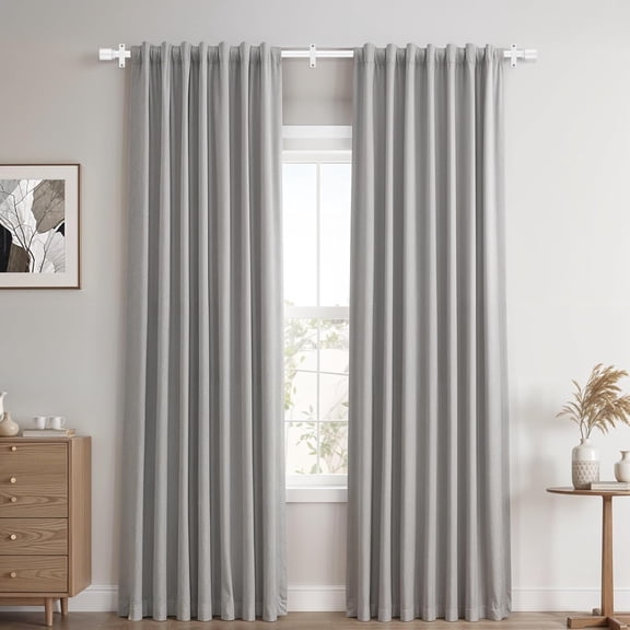 YISIGE-White Aluminium Curtain Rods for Windows,1 Inch Adjustable Curtain Rod 48 to 84 Inch,Heavy Duty Drapery Rods with Thicken Bracket,Modern Single Rod with Aluminium Finials