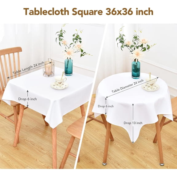 YISIGE-White Square Tablecloth 36x36 Inch, Heavy Duty Polyester Fabric Table Cloth for Tables 20-28 Inch, Washable Reusable Table Cover for Nightstand, End Tables